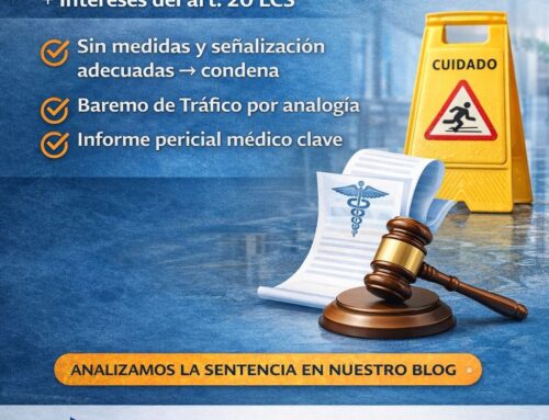 Caída en establecimiento por suelo mojado: el juzgado condena a la aseguradora a pagar 20.536,44 € aplicando el Baremo de Tráfico